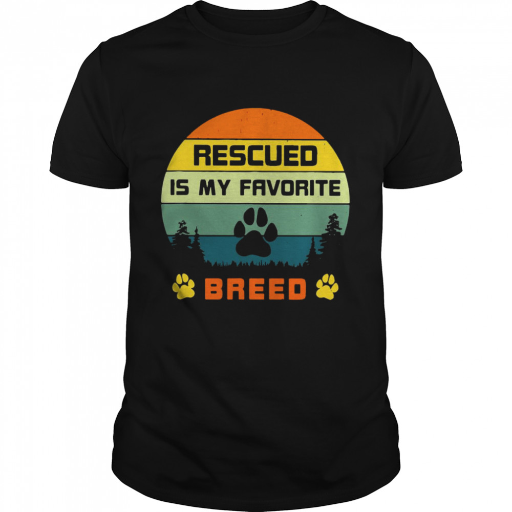 Rescued Is My Favorite Breed Retro 70s Sunset Off Camping Vintage T-shirt