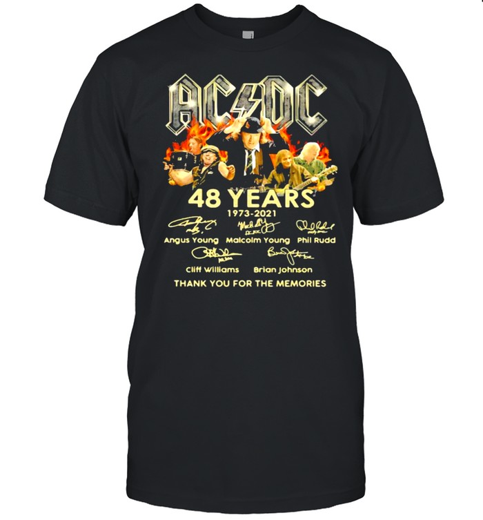 AC Dc 48 years 1973 2021 thank you for the memories signature shirt