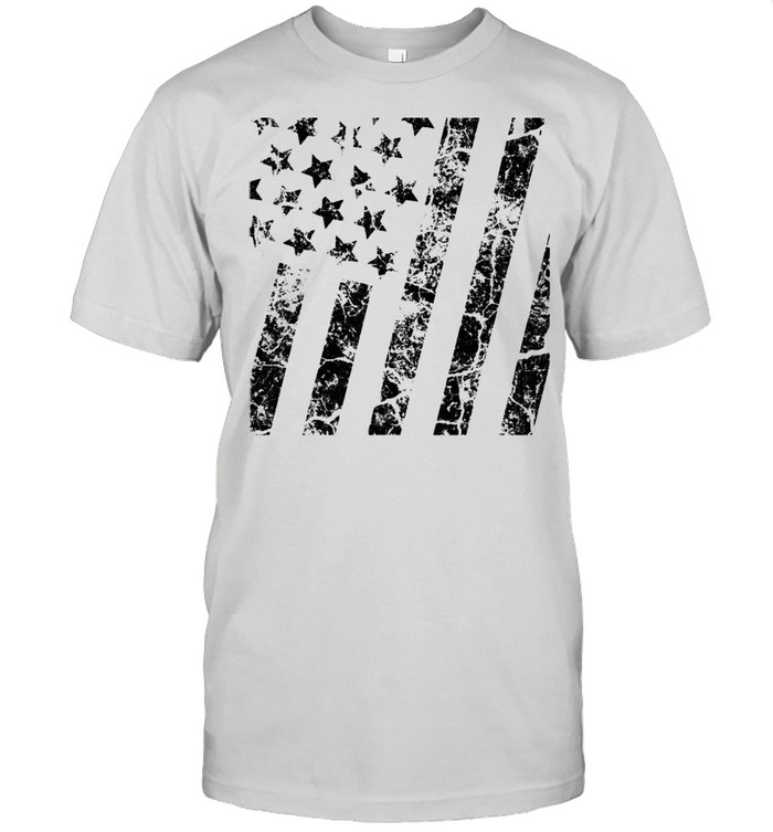 Distressed Black White Boys Girls American Flag Shirt