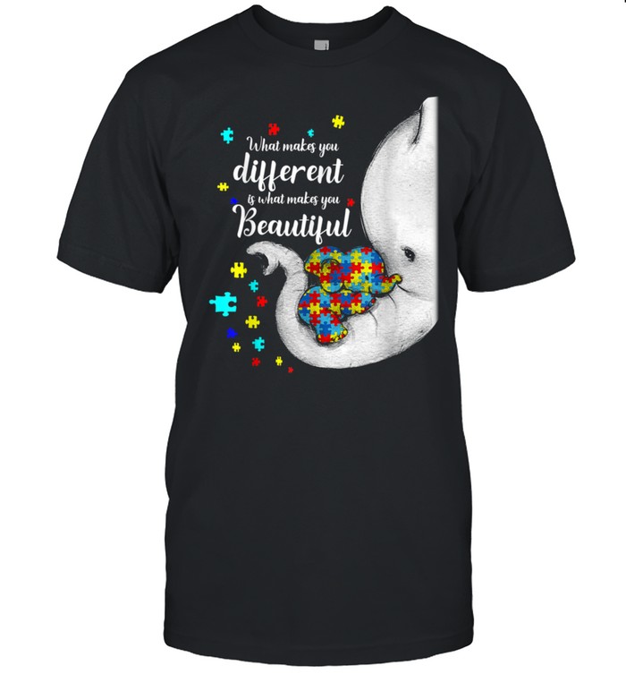 What Makes You Different Elephant Mom Autism Child Awareness shirt