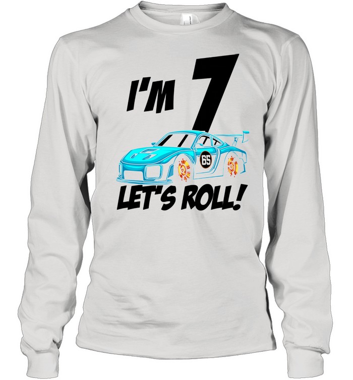 7th Birthday Boy Kid Race Car Driver 7 Years Old Long Sleeved T-shirt