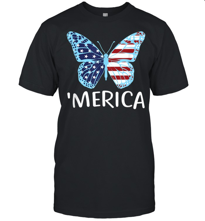 American Flag Butterfly 4th Of July USA Patriotic Merica  Classic Men's T-shirt