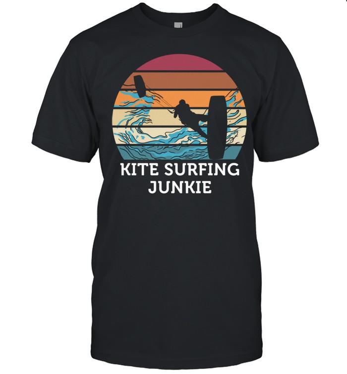 Kitesurfen Junkie Vintage Retro Sunset Beach Surfing Shirt
