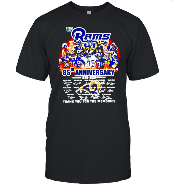 New update The Los Angeles Rams 85th anniversary 1936-2021 thank you for the memories signatures shirt Classic Men's T-shirt