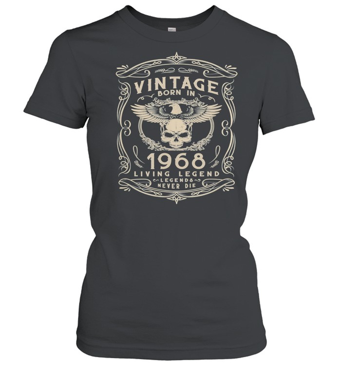Vintage Born in 1968 Living Legend Never Die Birthday Skull  Classic Women's T-shirt