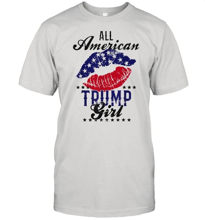 All American Trump Girl Usa Flag Lips Gop Vote 2024 Lip American Flag Shirt