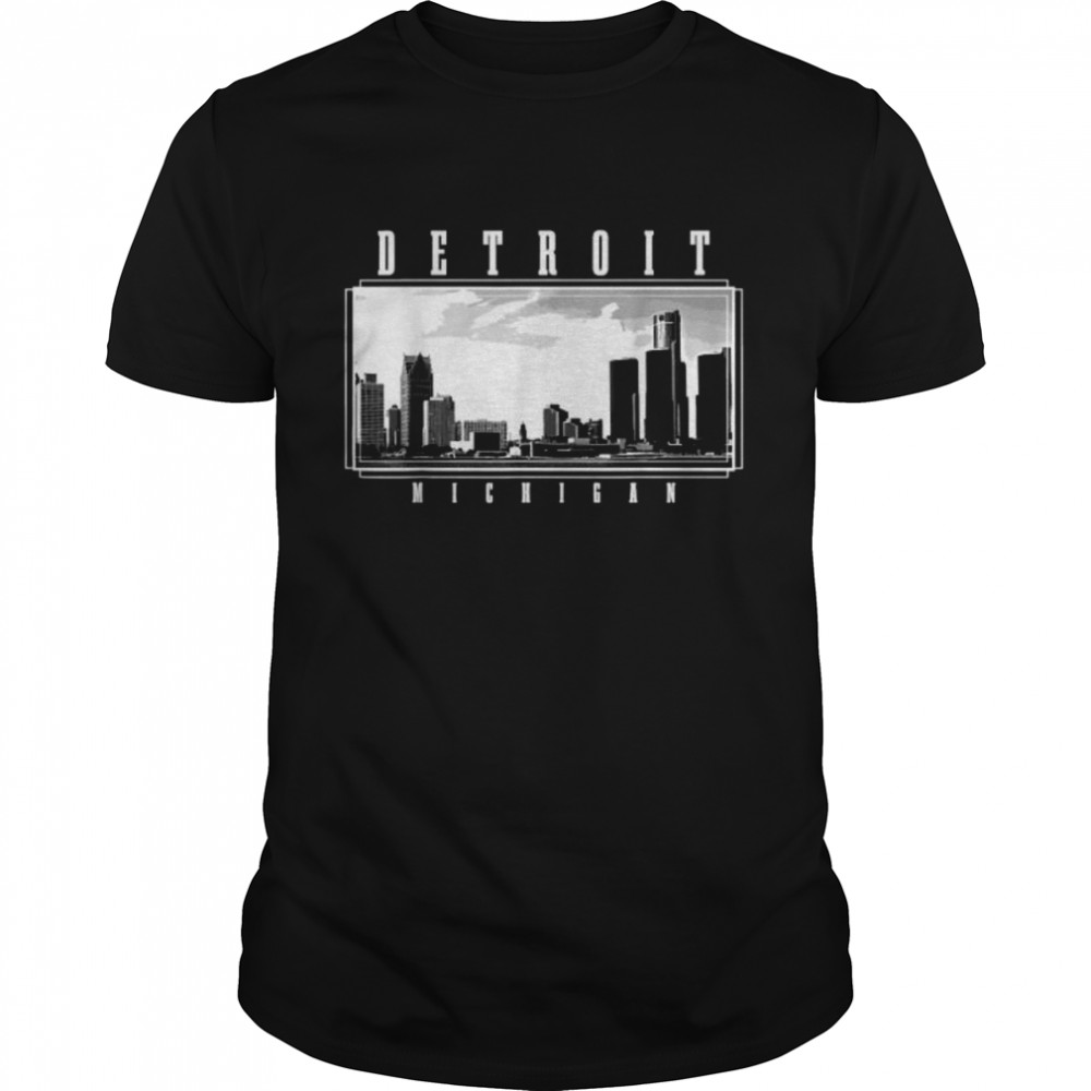 Detroit Skyline Michigan Pride Black Shirt