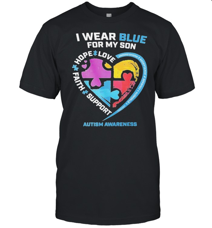 I wear blue for my sister gifts brother men autism awareness shirt