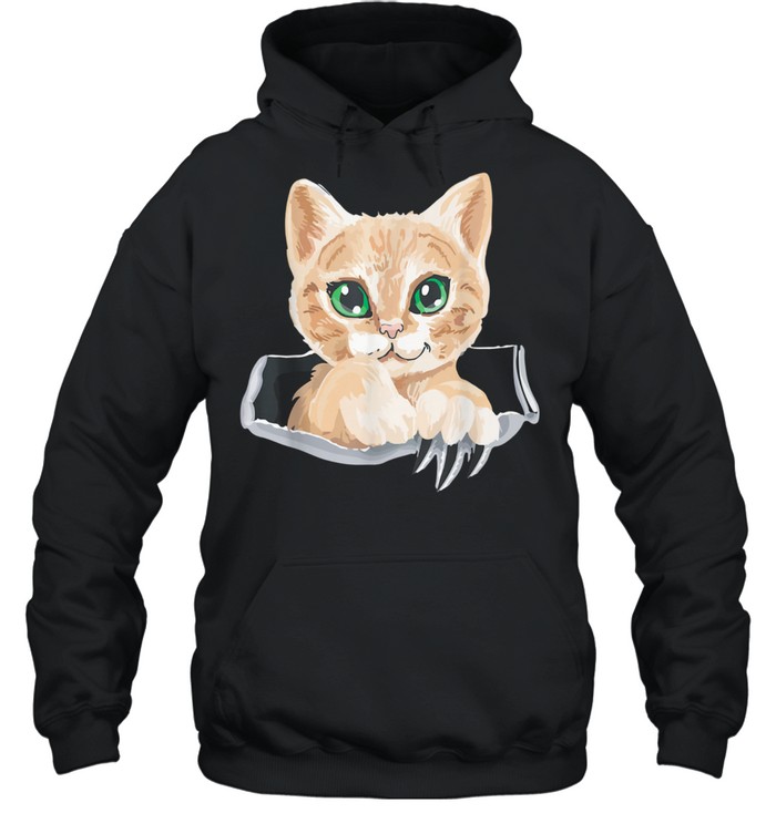 Kitten Torn Cloth Cat In the Pocket Cat Owner shirt Unisex Hoodie