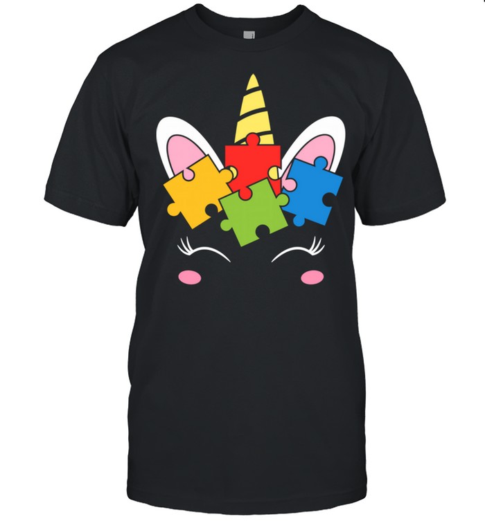 Unicorn Autism Awareness Puzzle Pieces Girls Shirt