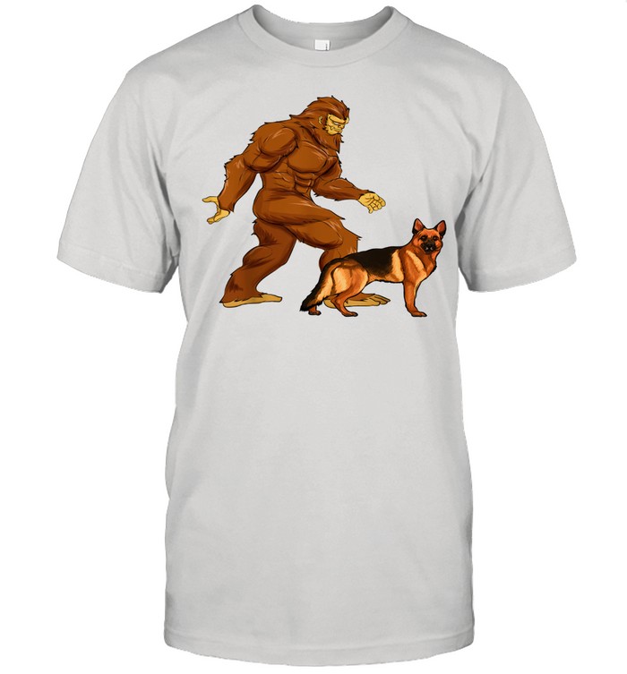 Bigfoot Walking German Shepherd Sasquatch Dog Shirt