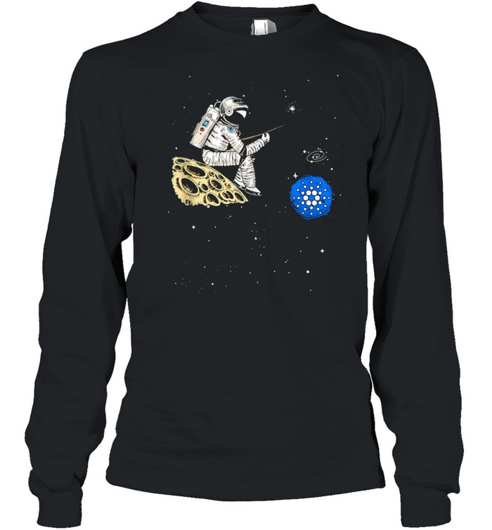 Cryptocurrency Talk Fun Fishing ADA Cardano Space Man  Long Sleeved T-shirt