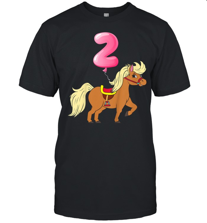 Kids Pony Ballon 2nd Birthday Horse 2 Years Old Girls Birthday Shirt