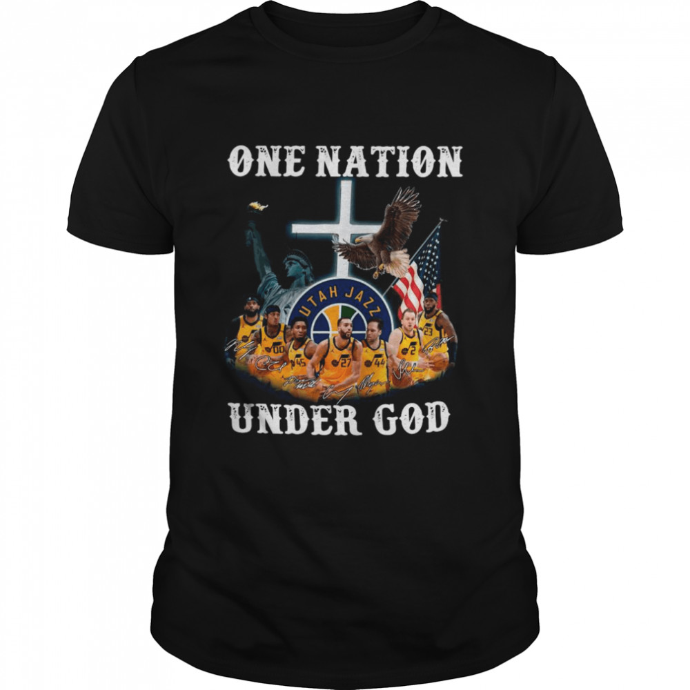 Utah Jazz Basketball Team One Nation Under God Signatures shirt