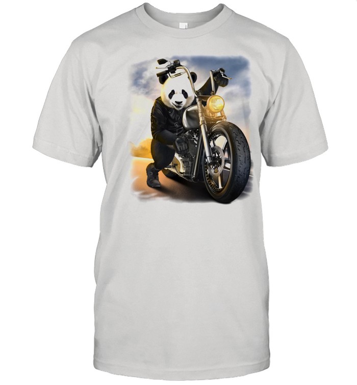 Biker Giant Panda Riding Chopper Motorcycle  Classic Men's T-shirt