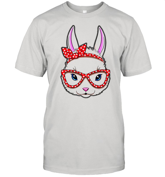 Bunny Face Glasses Red Bow Easter Shirt
