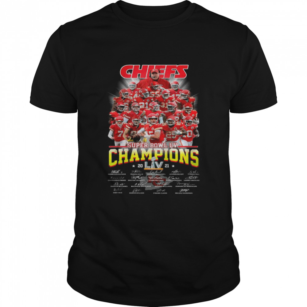 Kansas City Chiefs Team Football Super Bowl Lv Champions 2021 Signatures shirt