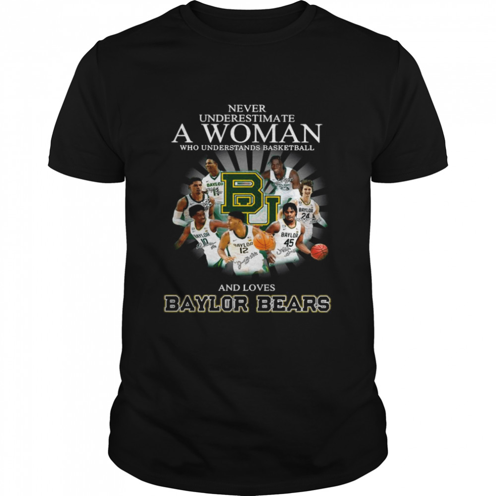 Never Underestimate A Woman Who Understands Basketball And Love Baylor Bears Teams Signatures shirt