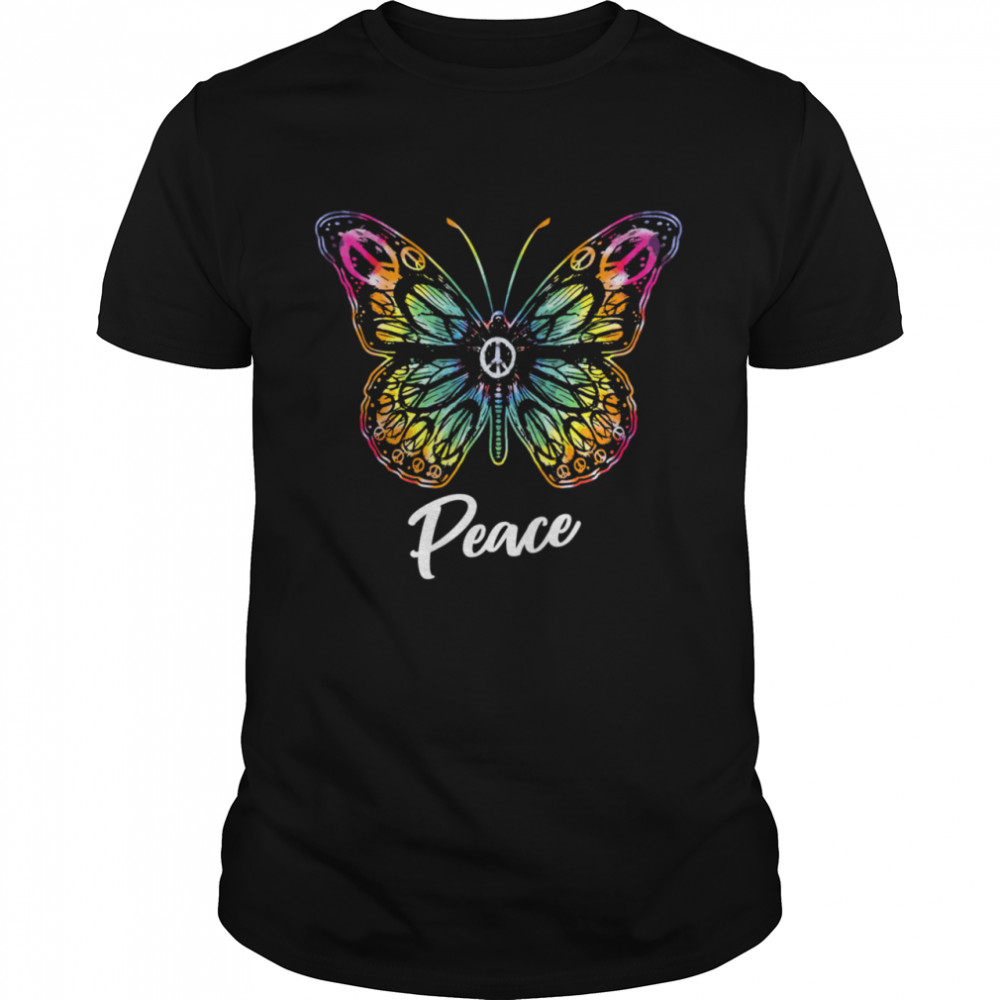 Rainbow Butterfly Peace Retro Artistic Hippie Nature Shirt