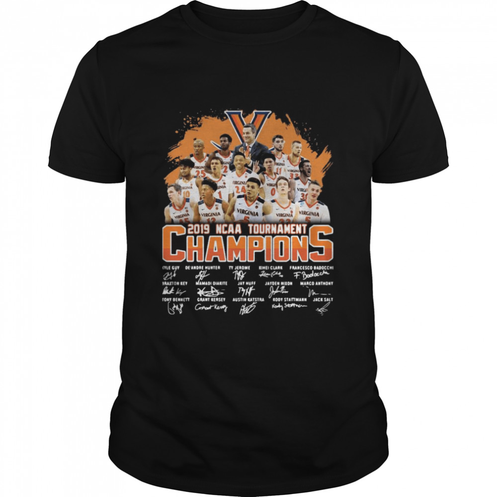 Virginia Cavaliers 2019 NCAA tournament champions signatures shirt