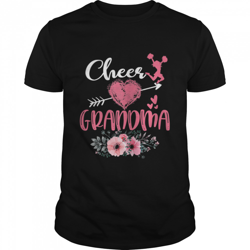Womens Cheer Grandma Floral Cheerleader Heart Mother’s Day shirt