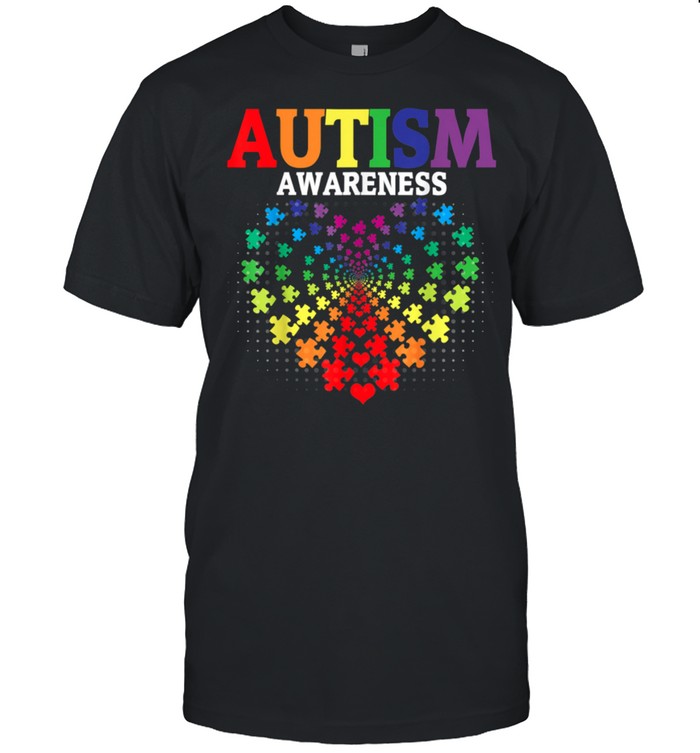 Autism Heart Puzzle Pieces Rainbow Heart Autism Awareness shirt