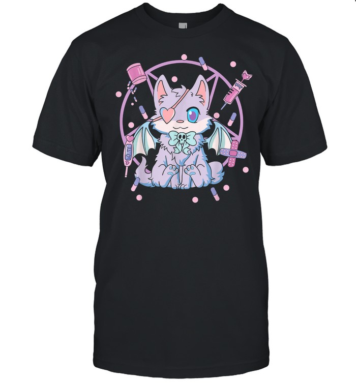 Kawaii Witchy Cat Cute Pastel Goth Creepy Cat Yami Kitty shirt