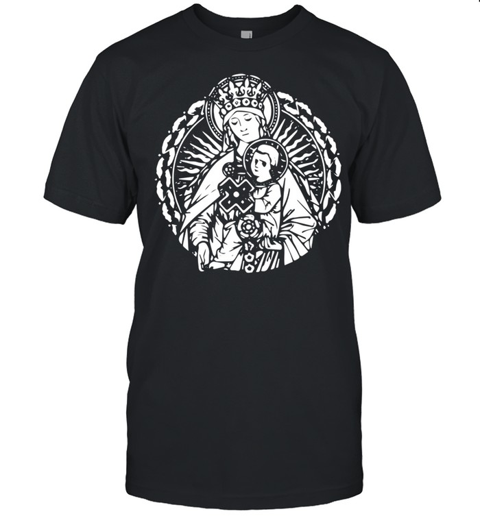 Mary Queen Mother and Child Jesus Vintage Art Catholic Shirt