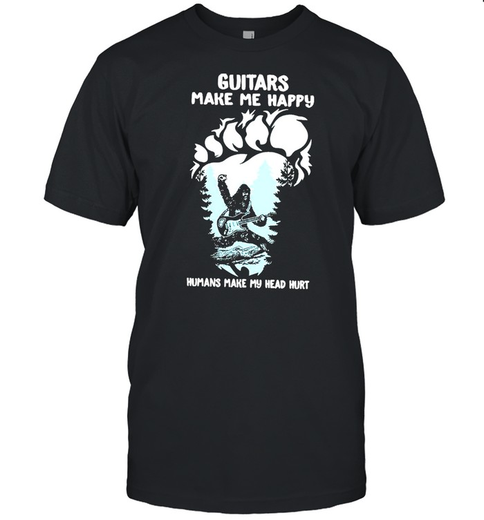 Bigfoot Guitar Make Me Happy Humans Make My Head Hurt  Classic Men's T-shirt