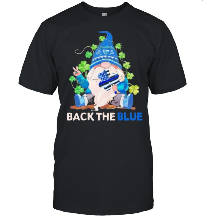 Back The Blue Police Gnome Patricks Day Shirt