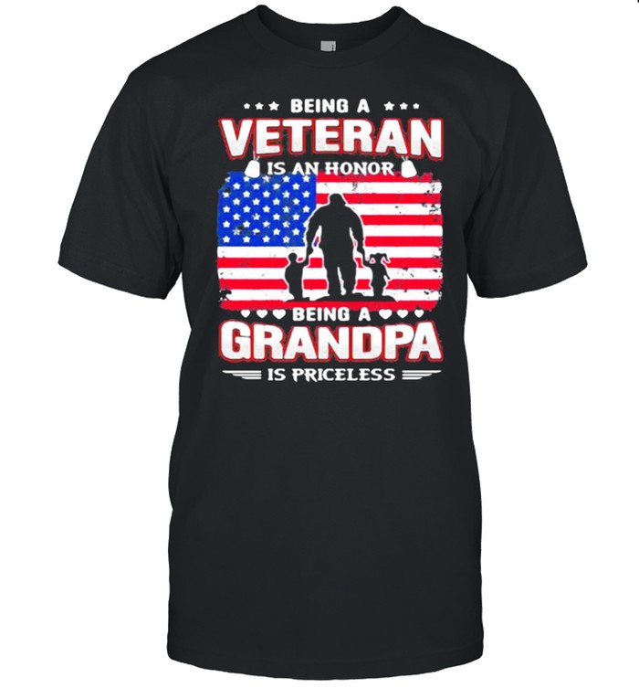 Being A Veteran Is An Honnor Being A Grandpa Is Priceless American Flag  Classic Men's T-shirt