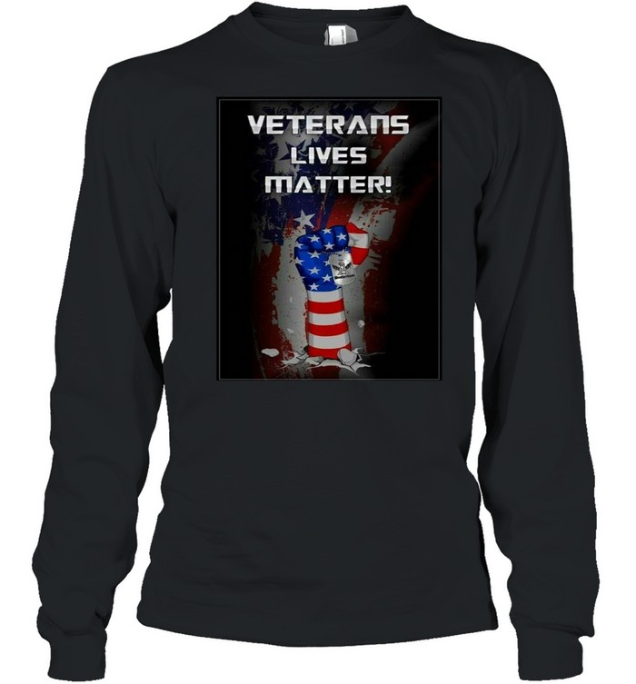 American Flag Veterans Lives Matter Hand T-shirt Long Sleeved T-shirt