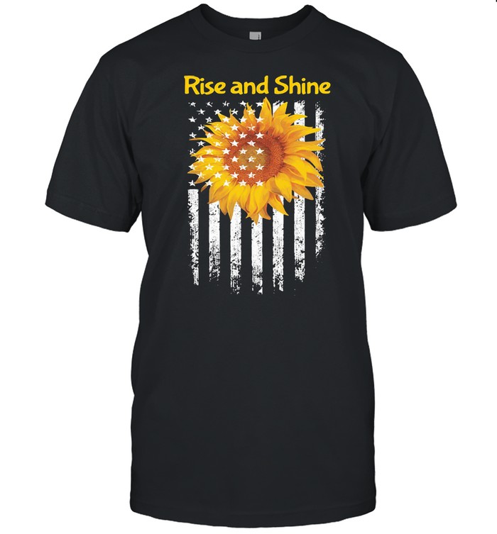 Rise and Shine America Flag Sunflower  Classic Men's T-shirt