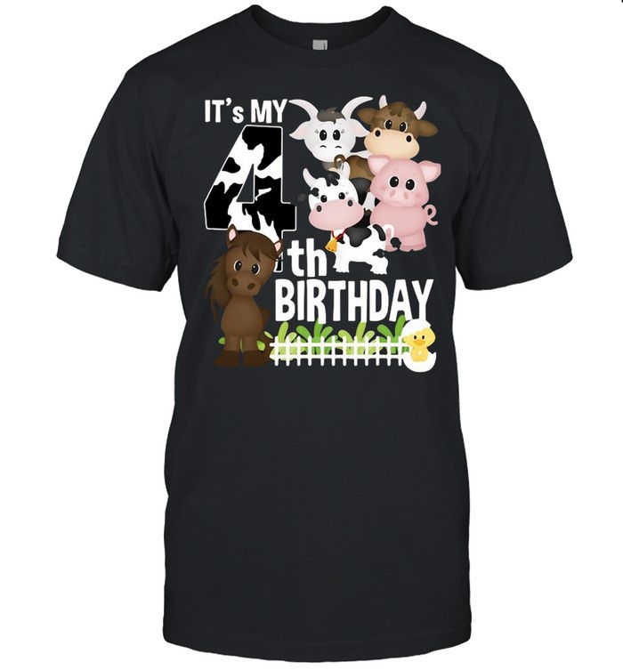 It’s My 4Th Birthday Party Farm Animals Barnyard Theme Birthday T-shirt