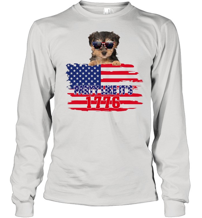 American Flag Yorkipoo Party Like It’s 1776 T-shirt Long Sleeved T-shirt
