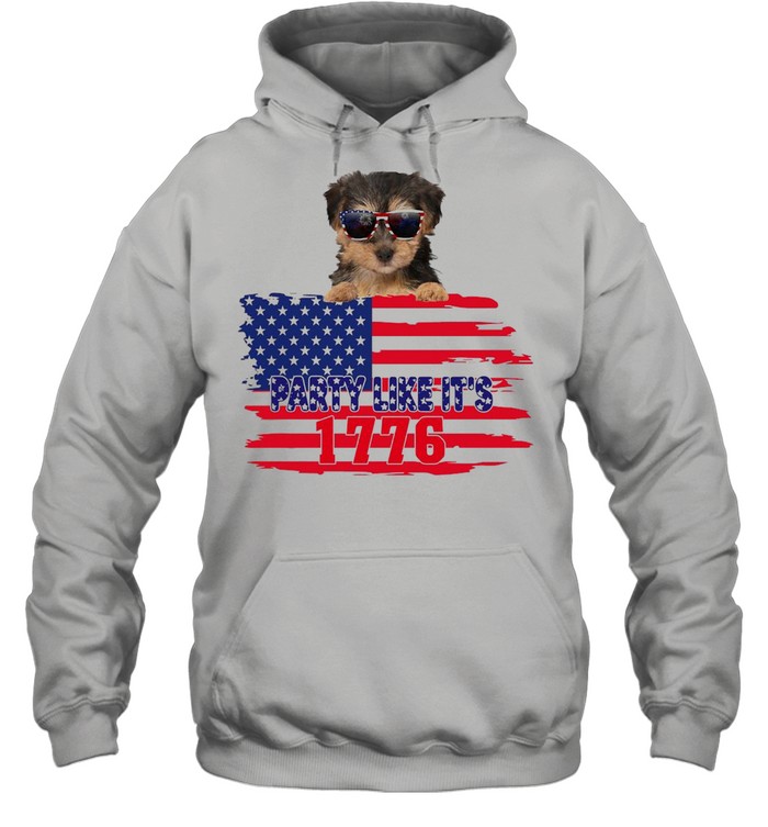 American Flag Yorkipoo Party Like It’s 1776 T-shirt Unisex Hoodie