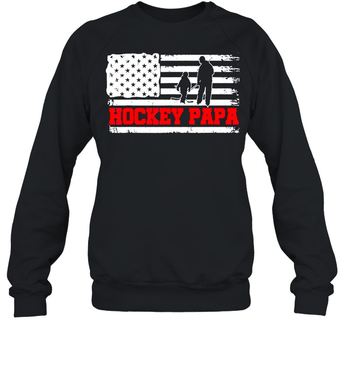 Hockey Papa American Flag shirt Unisex Sweatshirt