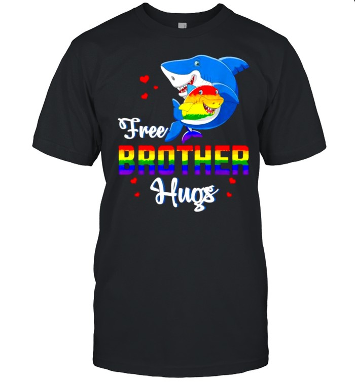 Shark Free Brother Hugs LBGT Rainbow Heart Gay Pride Month T- Classic Men's T-shirt