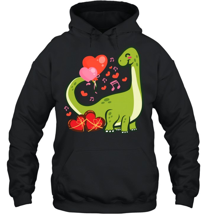 Valentines Day Love Heart Cute Brontosaurus Dinosaur shirt Unisex Hoodie