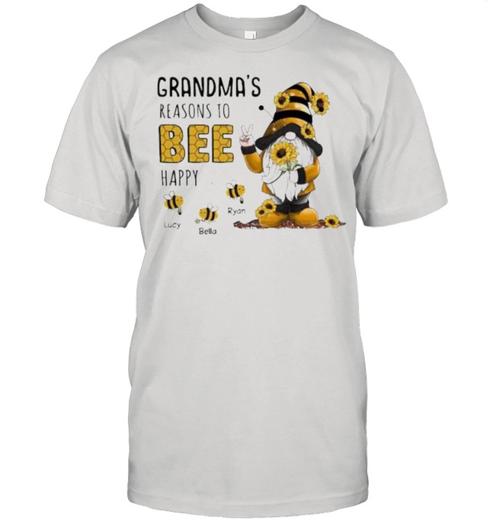 Grandmas Reasons To Bee Happy Lucy Bella Ryan Gnome Sunflower Shirt