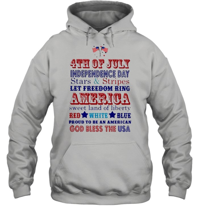 4th Of July Independence Day Stars And Stripes Let Freedom Ring America Sweet Land Of Liberty Red White Blue Unisex Hoodie