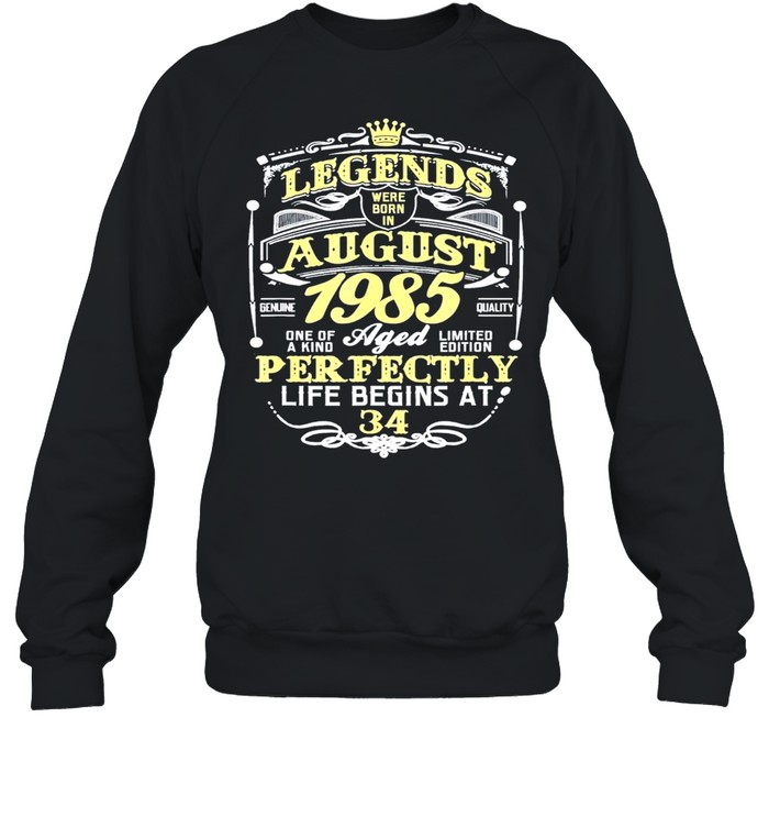 Legend born august 1985 34th awesome birthday us 2021 shirt Unisex Sweatshirt