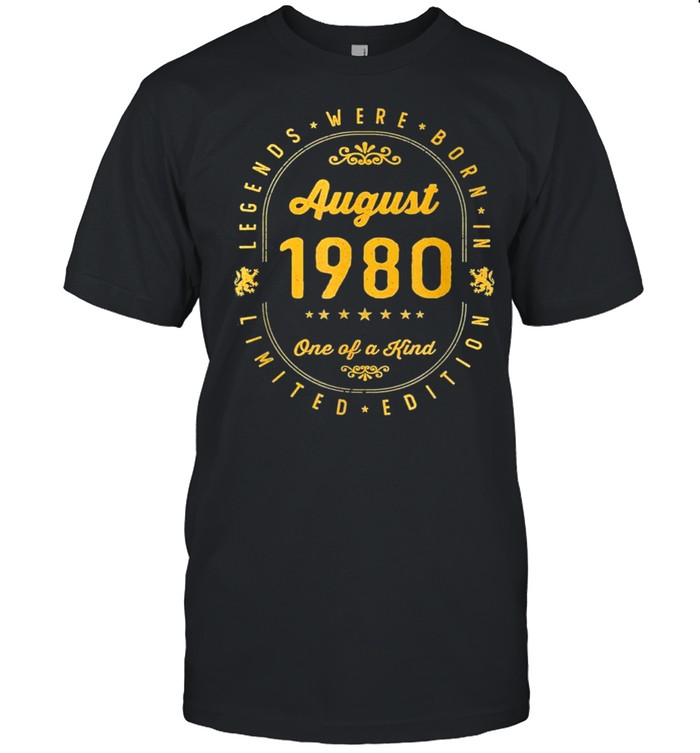 Legends born in august 1980 41th birthday 41 years old us 2021 shirt
