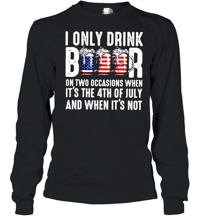 Men's 4th of July Beer Party with American Flag Merica shirt Long Sleeved T-shirt