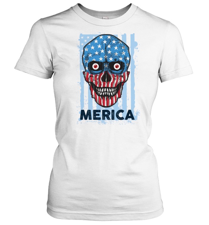 American Skull 4th of July Party Independence USA Flag shirt Classic Women's T-shirt