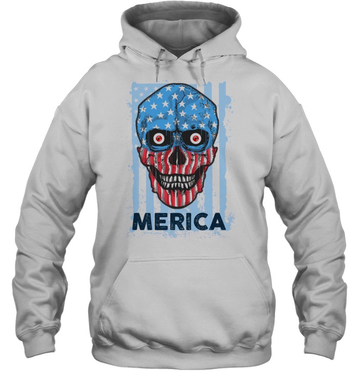 American Skull 4th of July Party Independence USA Flag shirt Unisex Hoodie