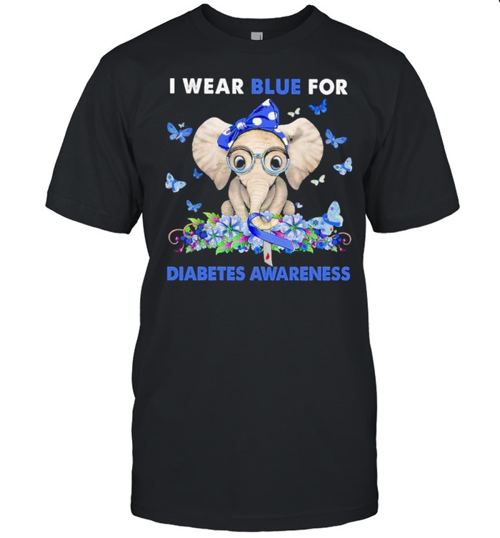 Baby Elephant I wear Blue for Diabetes Awareness shirt Classic Men's T-shirt