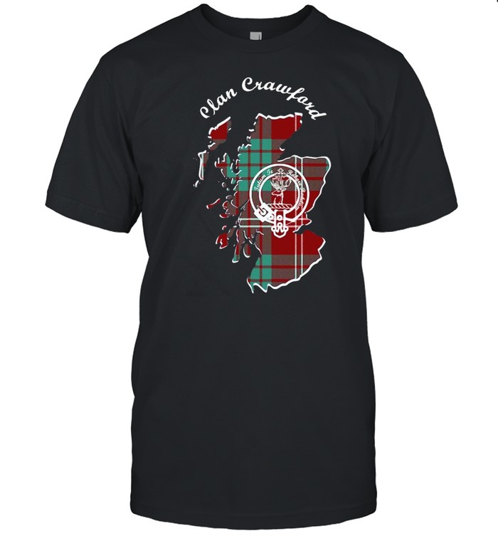 Clan Crawford Surname Last Name Scottish Tartan Crest Map Classic Men's T-shirt Clan Crawford Surname Last Name Scottish Tartan Crest Map Classic Men's T-shirt