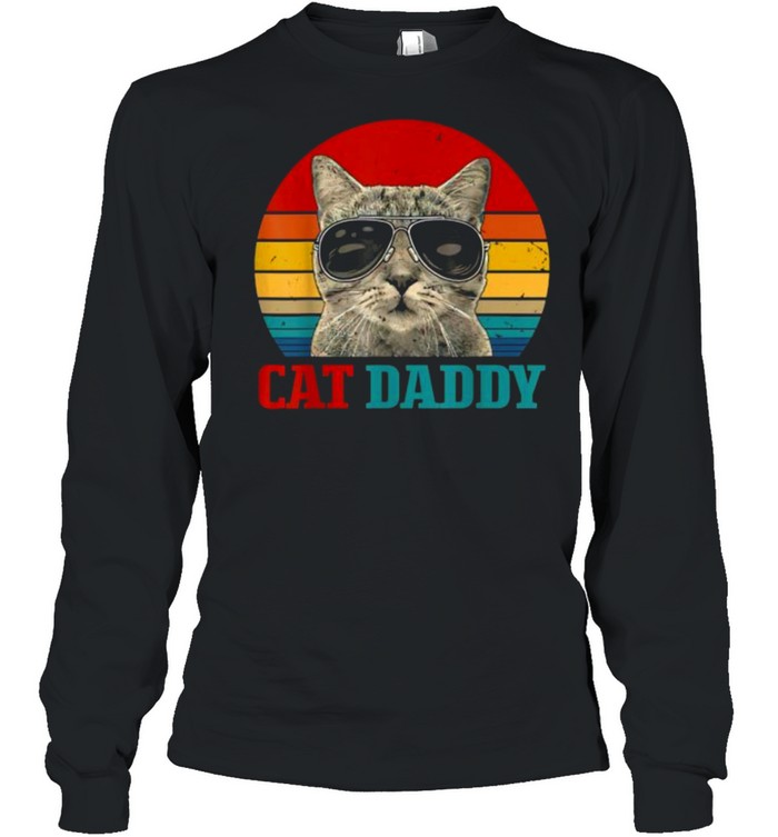 Cat Daddy Cat Father Husband Vintage T- Long Sleeved T-shirt