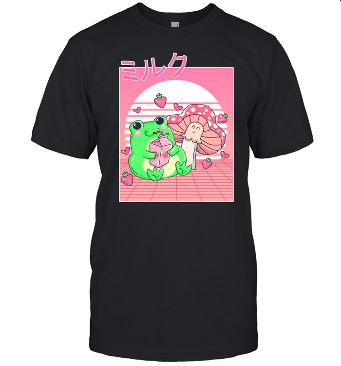 Cottagecore Aesthetic Frog Strawberry Milk Mushroom Kawaii T-shirt